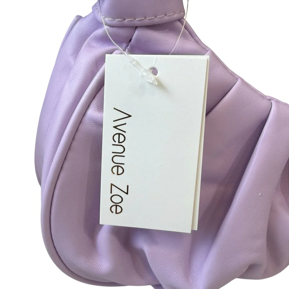 Avenue Zoe Lavender Ruched Hobo Shoulder Bag Y2K Coquette Soft Girl‎ NWT